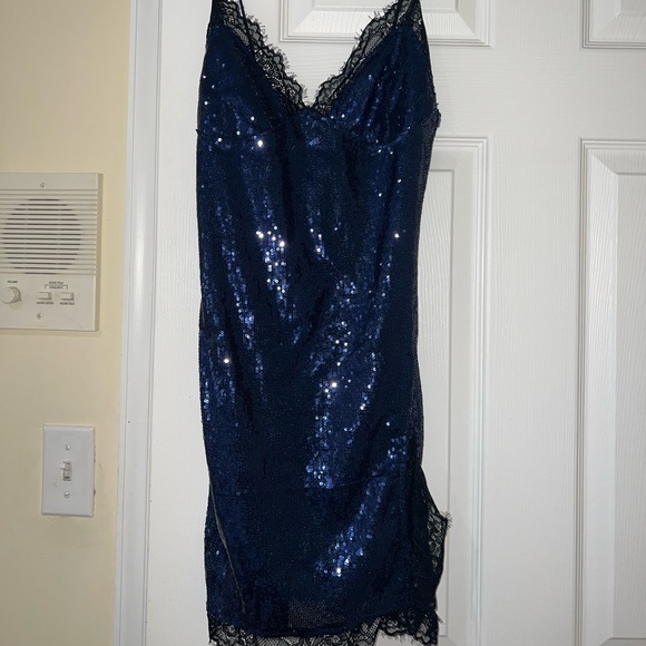 motel blue sequin dress Kimberly Mini Dress in Sequin Dark Teal main image 1